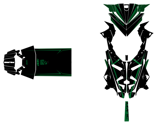 Alpine graphics kit for Polaris Matryx snowmobile - hood and tunnel - premium graphics from madestickers.com Black Green Green#color_black-green-green