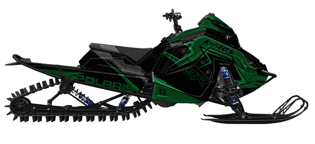 Alpine graphics kit for Polaris Matryx snowmobile - side view - premium graphics from madestickers.com Black Green Green#color_black-green-green