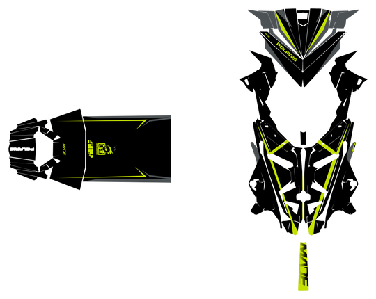 Alpine graphics kit for Polaris Matryx snowmobile - hood and tunnel - premium graphics from madestickers.com Black Neon Grey#color_black-neon-grey