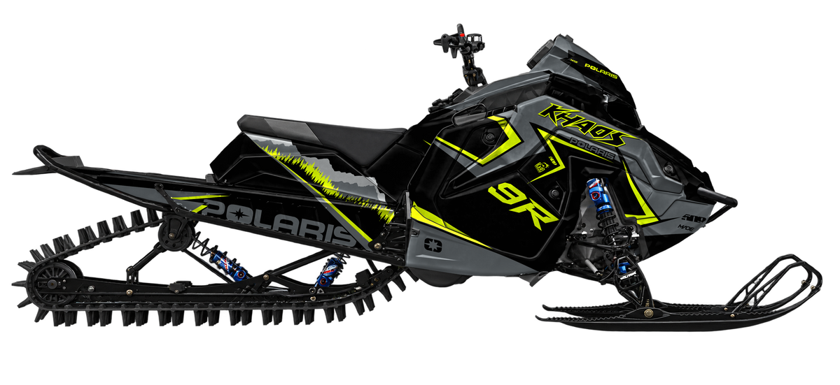 Alpine graphics kit for Polaris Matryx snowmobile - side view - premium graphics from madestickers.com Black Neon Grey#color_black-neon-grey