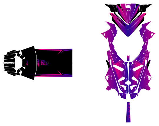 Alpine graphics kit for Polaris Matryx snowmobile - hood and tunnel - premium graphics from madestickers.com Pink Purple Black#color_pink-purple-black