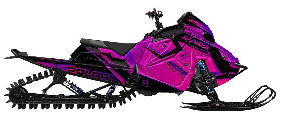 Alpine graphics kit for Polaris Matryx snowmobile - side view - premium graphics from madestickers.com Pink Purple Black#color_pink-purple-black