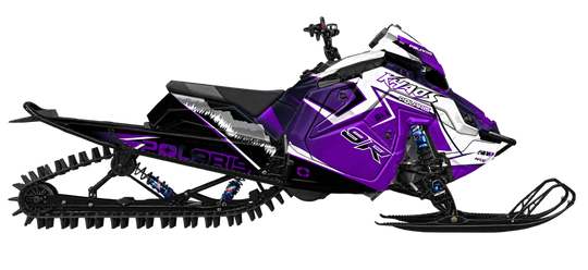Alpine graphics kit for Polaris Matryx snowmobile - side view - premium graphics from madestickers.com Purple Black White#color_purple-black-white