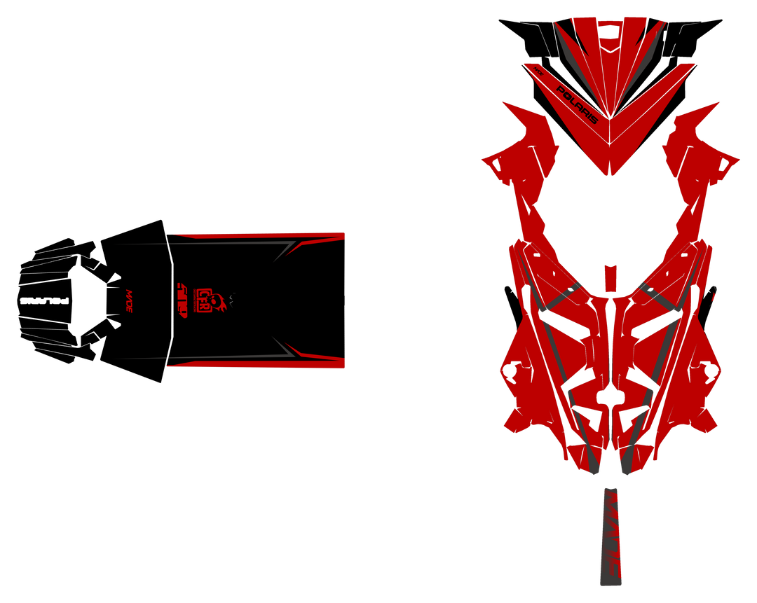 Alpine graphics kit for Polaris Matryx snowmobile - hood and tunnel - premium graphics from madestickers.com Red Black Grey#color_red-black-grey