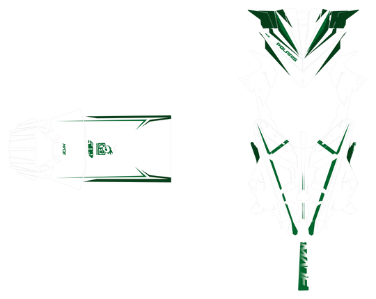 Alpine graphics kit for Polaris Matryx snowmobile - hood and tunnel - premium graphics from madestickers.com White Green Green#color_white-green-green