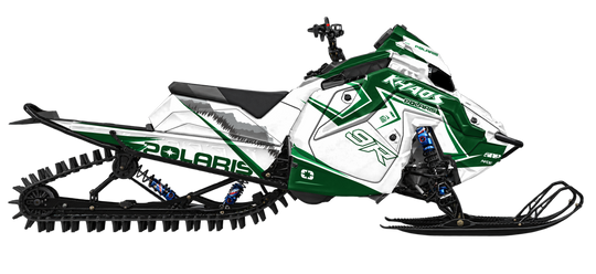 Alpine graphics kit for Polaris Matryx snowmobile - side view - premium graphics from madestickers.com White Green Green#color_white-green-green