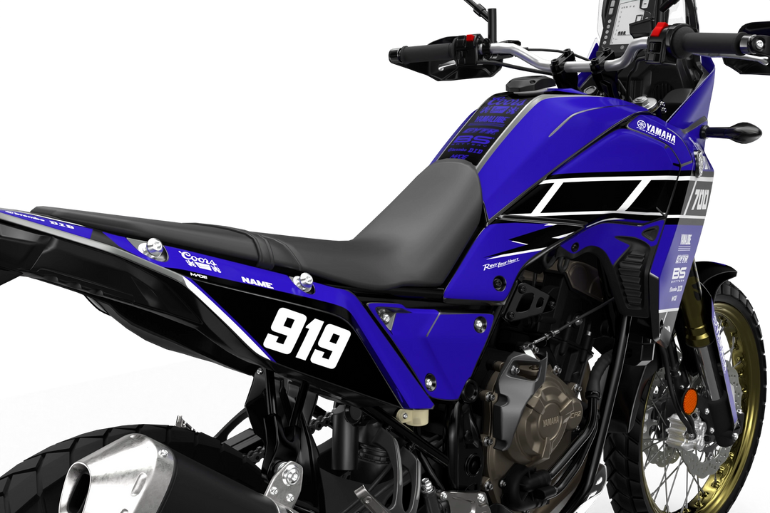Yamaha Tenere Stock clean design with name Block, premium graphics from madestickers.com Blue#color_blue