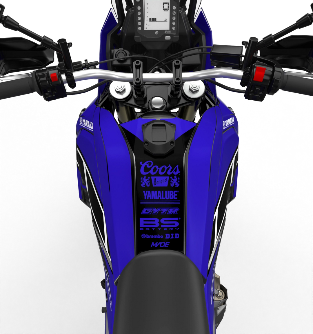 Yamaha Tenere Stock clean design with name Block, premium graphics from madestickers.com Blue#color_blue