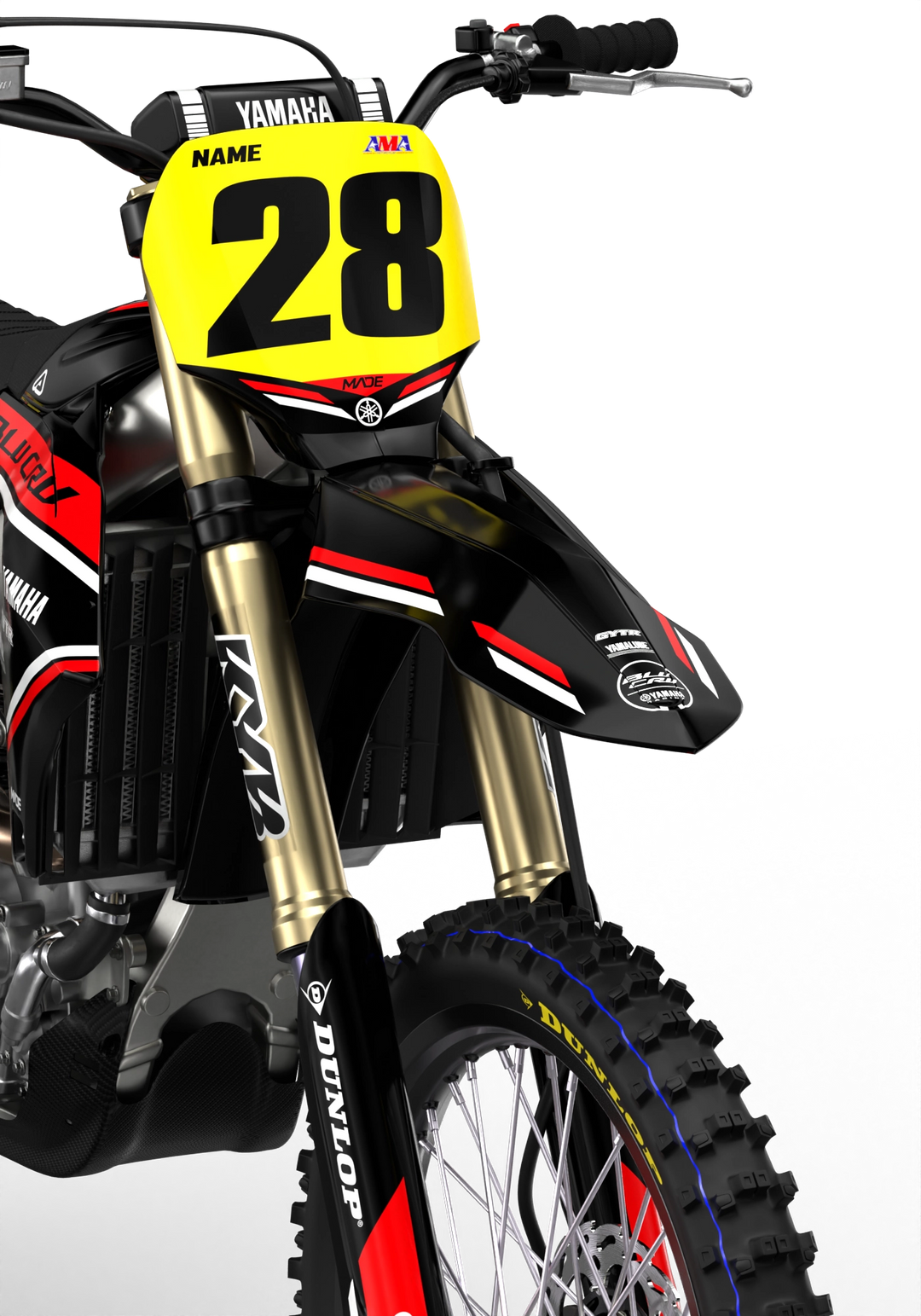 Yamaha motocross dirt bike premium graphics - 3D design - render - Black Red BlackRed#color_blackred