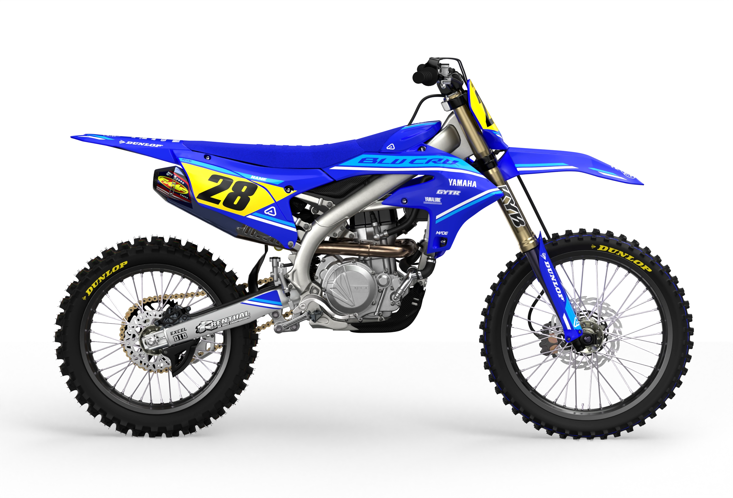 Yamaha motocross dirt bike premium graphics = 3D design - render - Blue white BlueWhite#color_bluewhite