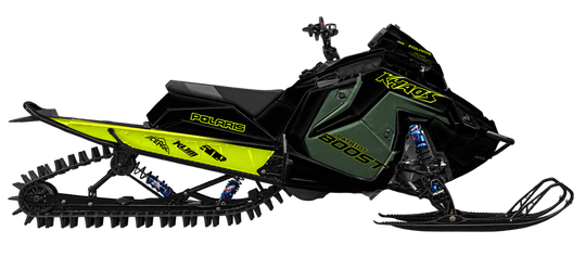 Boost graphics kit for Polaris Matryx snowmobile - side view - premium graphics from madestickers.com Black Green Neon#color_black-green-neon
