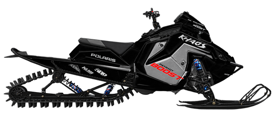 Boost graphics kit for Polaris Matryx snowmobile - side view - premium graphics from madestickers.com Black Grey Red#color_black-grey-red