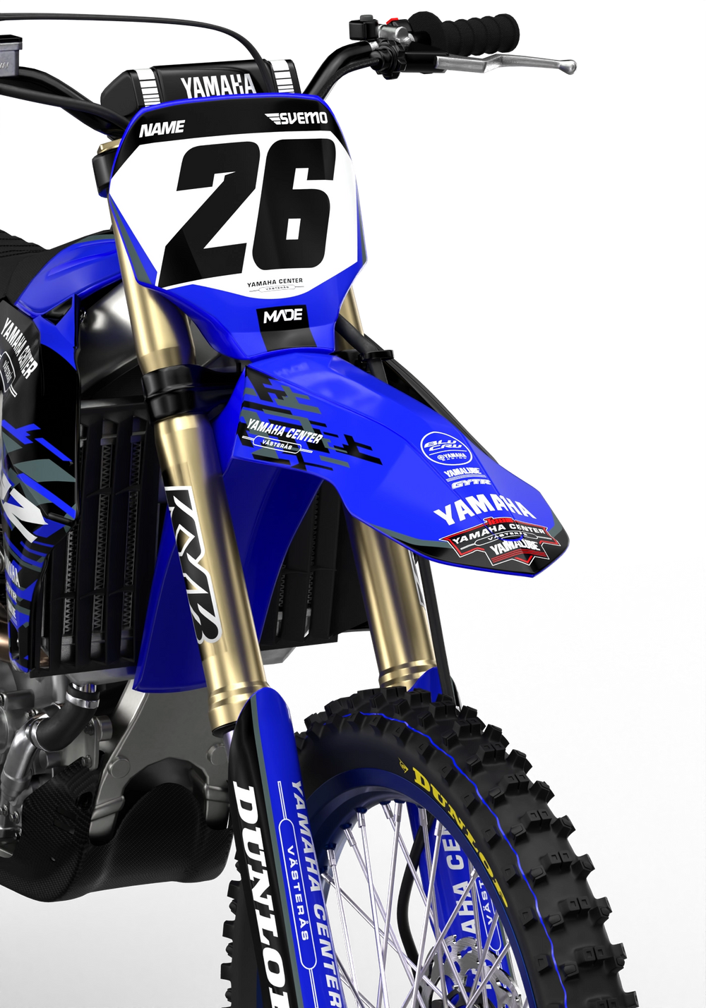 Yamaha Center Number kit stickers, graphics, blue and black color - madestickers.com