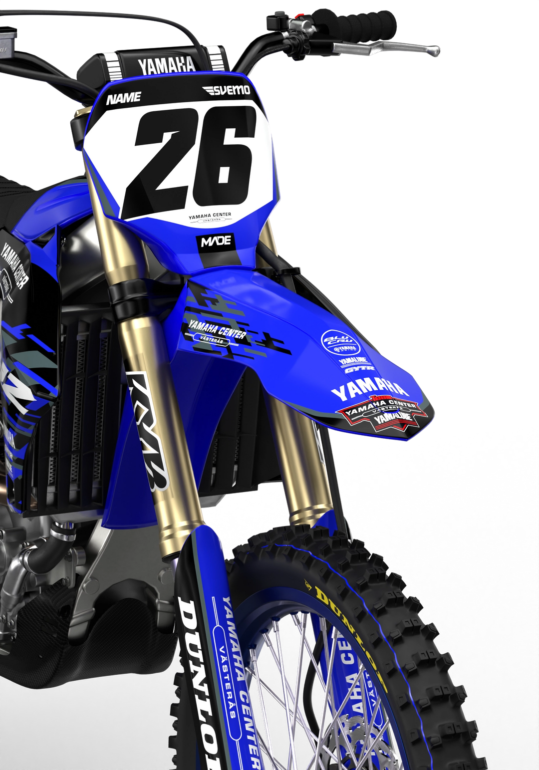 Yamaha Center Number kit stickers, graphics, blue and black color - madestickers.com
