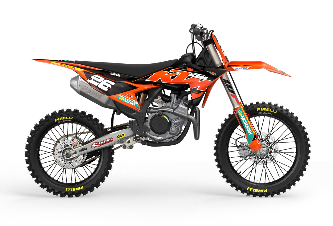 KTM dirt bike with Critical motocross licensed product graphics from madestickers.com Black#color_black