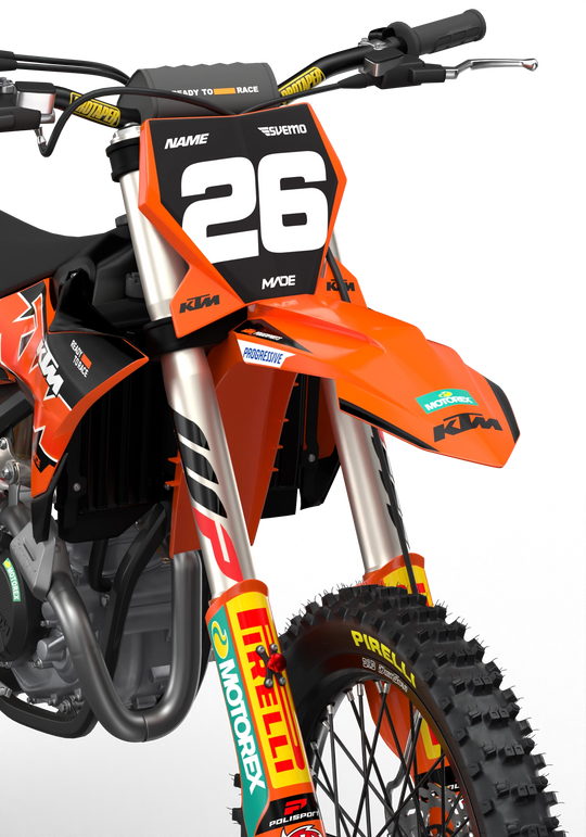 KTM dirt bike with Critical motocross licensed product graphics from madestickers.com Black#color_black