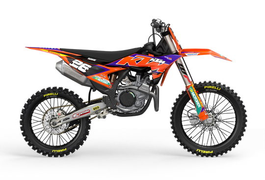 KTM dirt bike with Critical motocross licensed product graphics from madestickers.com Purple#color_purple