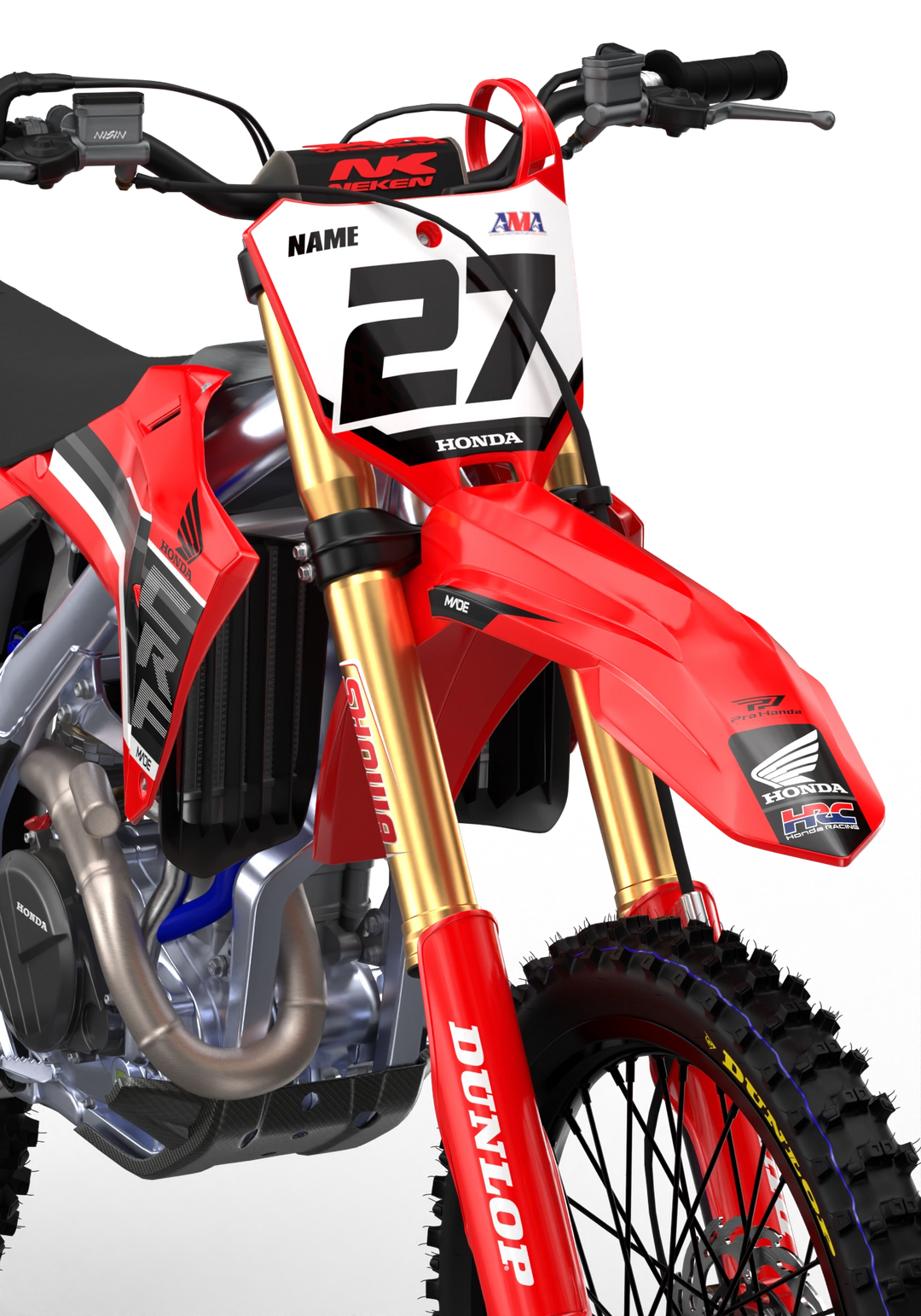 Honda CRF 3D Render Drew premium graphics from Madestickers.com Black#color_black