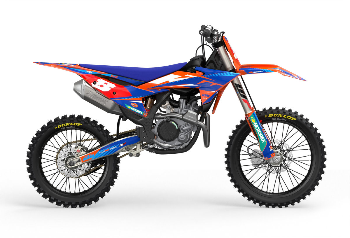 KTM SX SXF Motocross dirt bike premium graphics with big KTM logo and lines on sides from madestickers.com Blue#color_blue