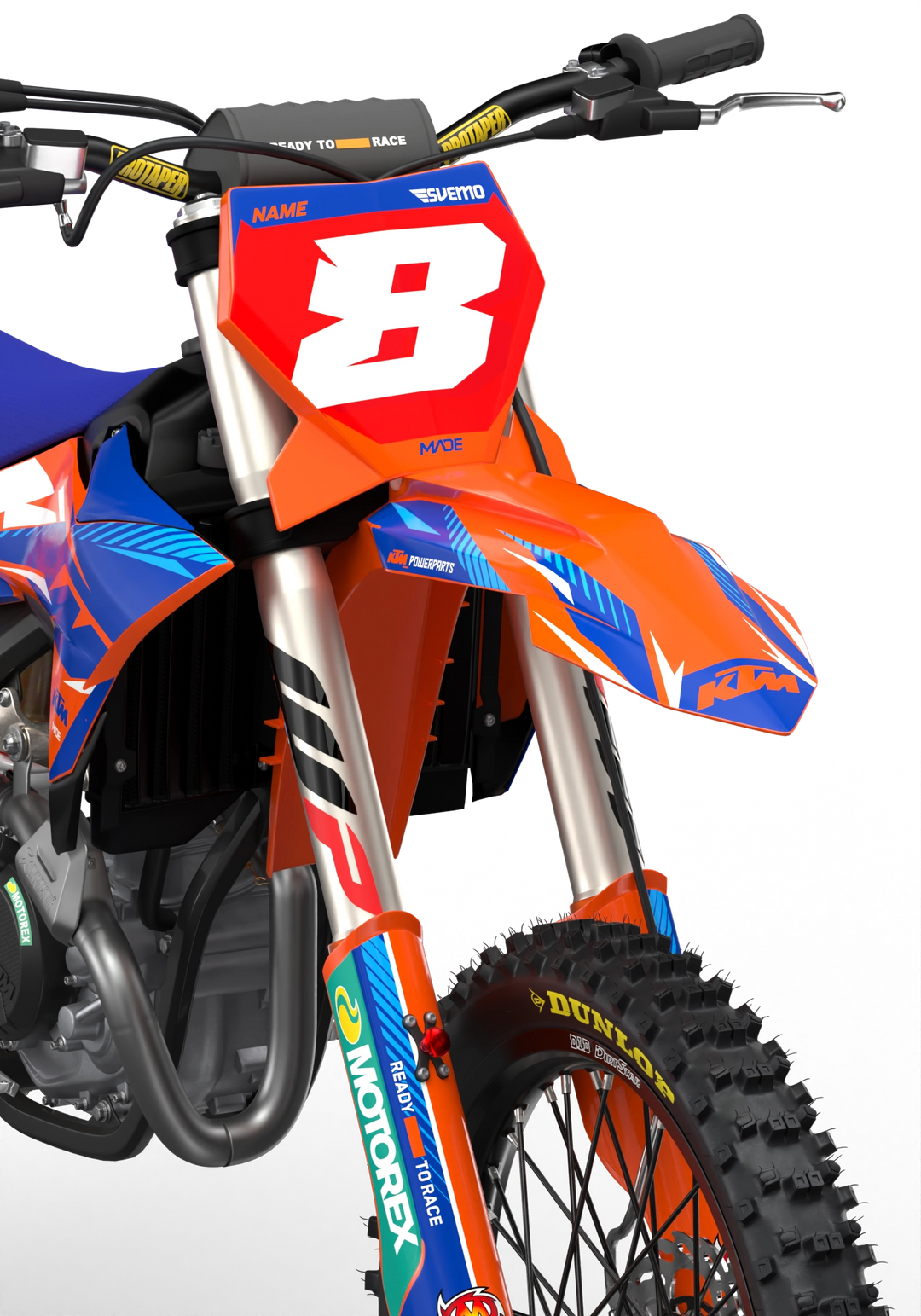 KTM SX SXF Motocross dirt bike premium graphics with big KTM logo and lines on sides from madestickers.com Blue#color_blue