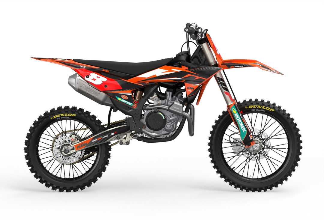 KTM SX SXF Motocross dirt bike premium graphics with big KTM logo and lines on sides from madestickers.com Black#color_black
