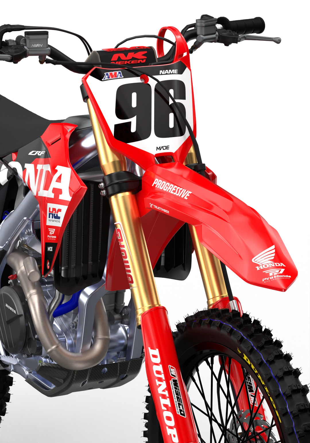 CRF Honda Factory 2027 design with big Honda logo on sides, premium graphics from madestickers.com Black#color_black