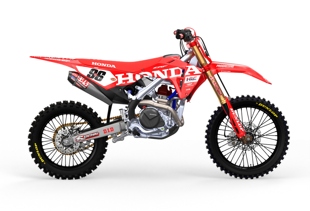 CRF Honda Factory 2027 design with big Honda logo on sides, premium graphics from madestickers.com Red#color_red