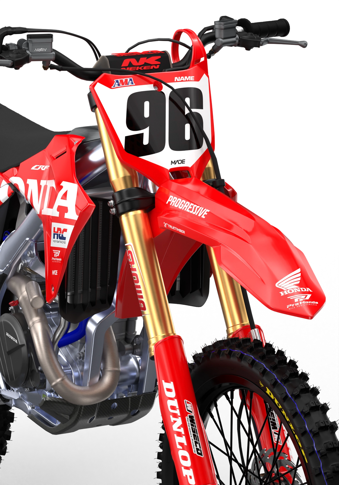 CRF Honda Factory 2027 design with big Honda logo on sides, premium graphics from madestickers.com Red#color_red