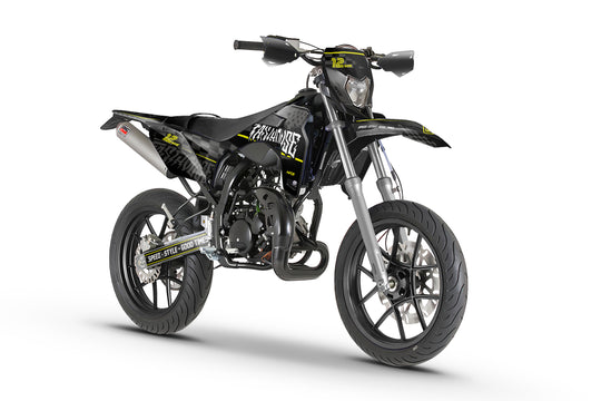 Fasthouse Black and yellow premium graphics for Sherco mopeds