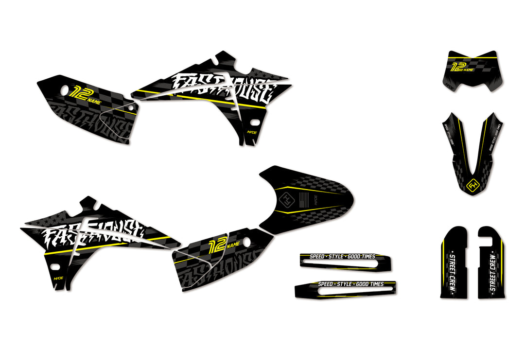 Fasthouse Black Yellow premium Graphics for Fantic mopeds