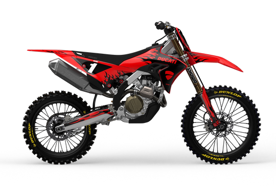 Ducati Desmo Premium graphics with flame design element from madestickers.com Black#color_black