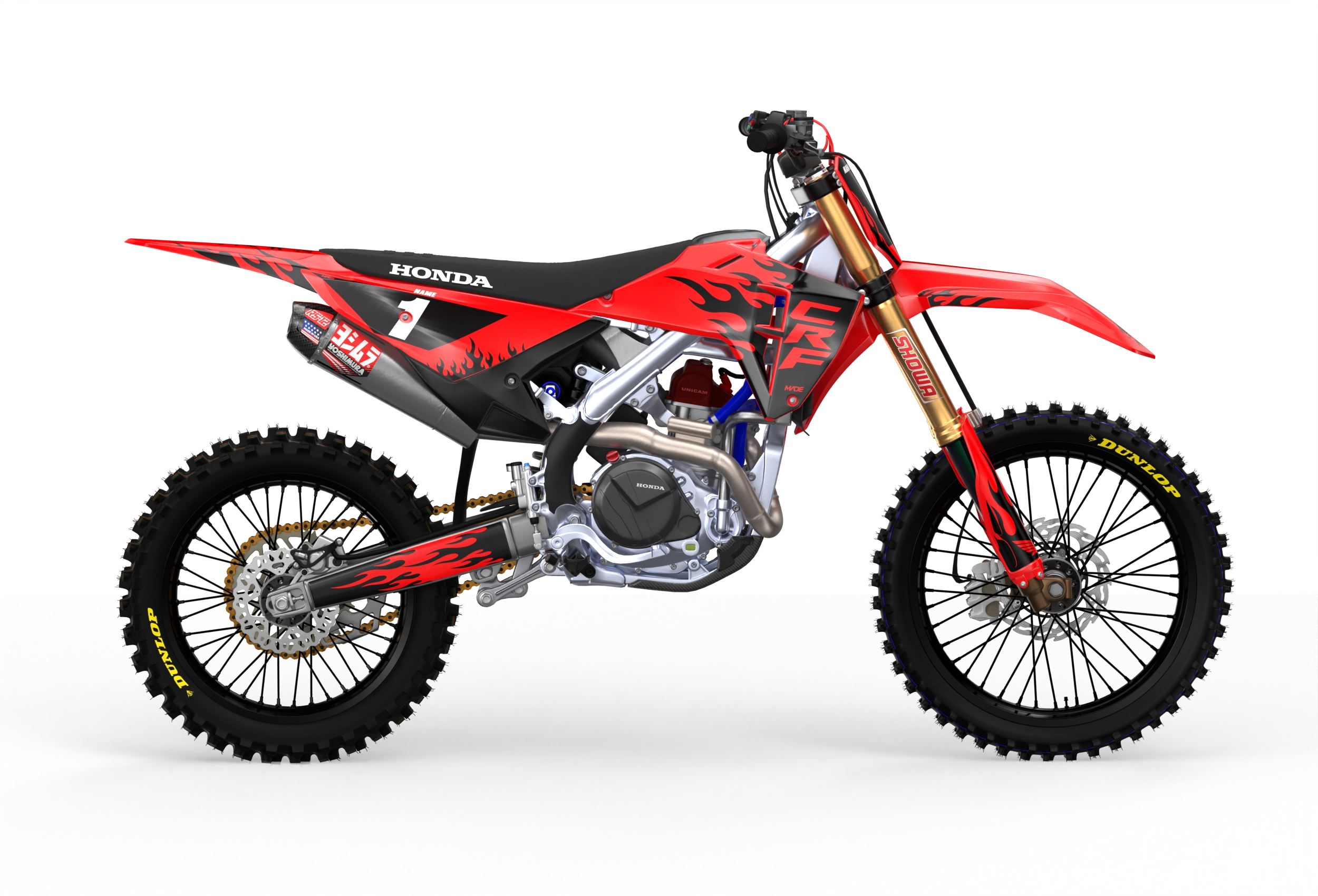 Honda CRF 3D render Flame graphics from madestickers.com Black#color_black
