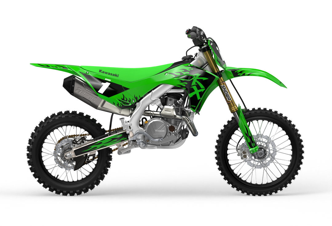 Kawasaki KX 3D Render design Flame graphics from Madestickers.com Black#color_black