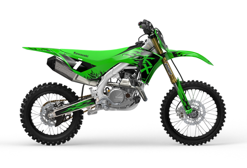 Kawasaki KX 3D Render design Flame graphics from Madestickers.com Black#color_black