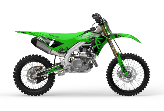 Kawasaki KX 3D Render design Flame graphics from Madestickers.com Black#color_black
