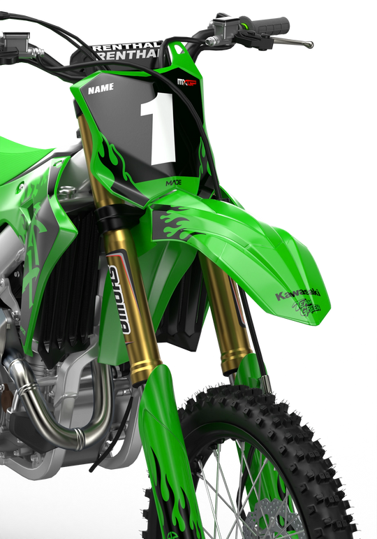 Kawasaki KX 3D Render design Flame graphics from Madestickers.com Black#color_black