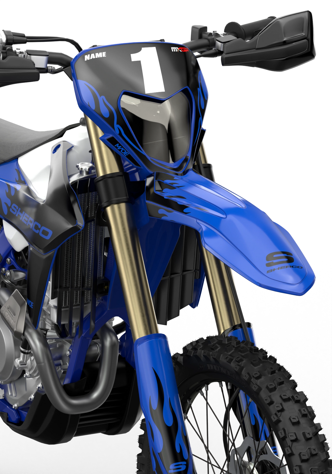 Sherco Enduro premium graphics with flame element from madestickers.com Black#color_black