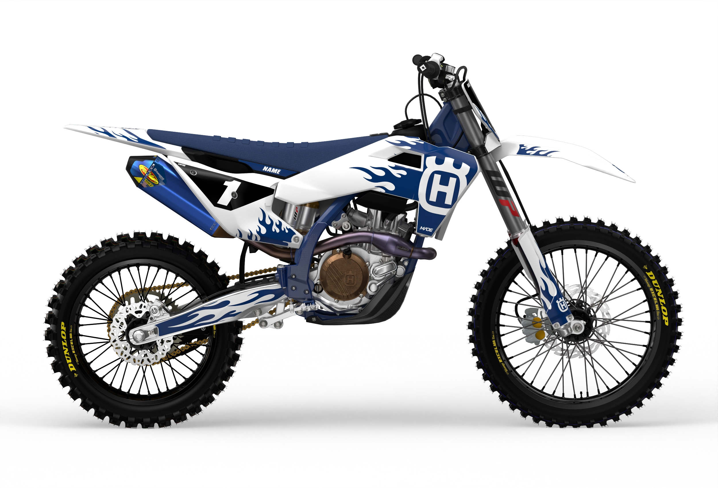 Husqvarna TC FC 3D render Flame graphics from madestickers.com Blue#color_blue