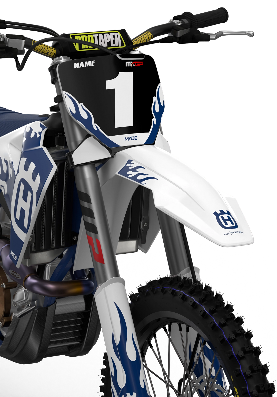 Husqvarna TC FC 3D render Flame graphics from madestickers.com Blue#color_blue