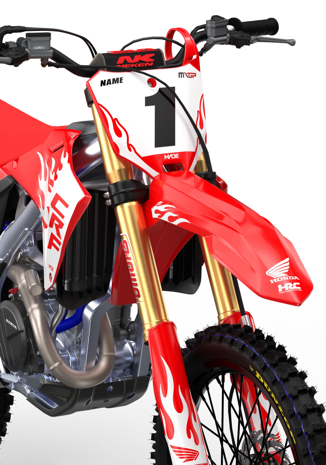 Honda CRF 3D render Flame graphics from madestickers.com White#color_white