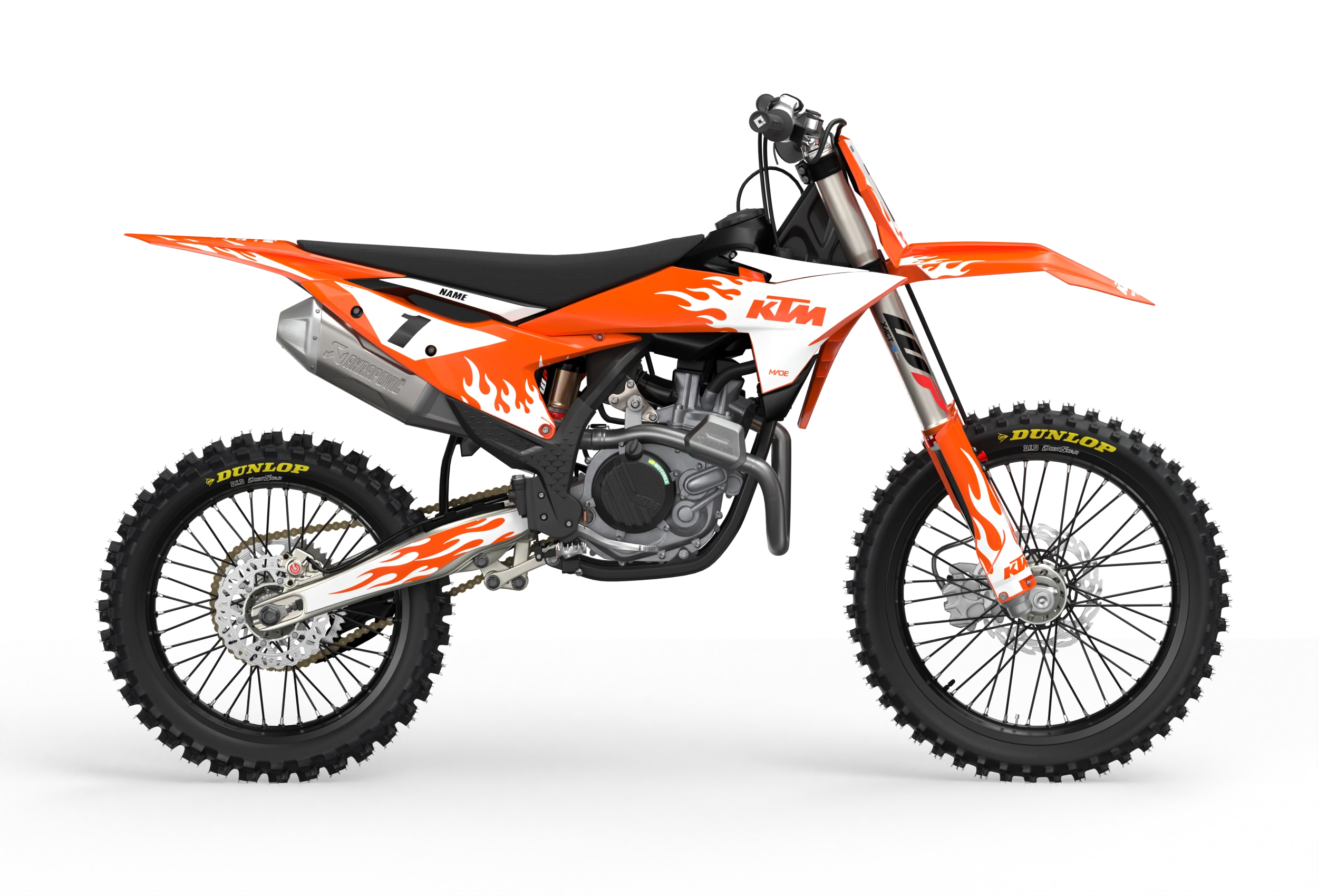 KTM SXF 3D Render design Flame graphics from madestickers.com White#color_white
