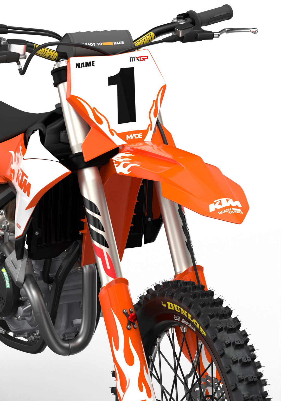 KTM SXF 3D Render design Flame graphics from madestickers.com White#color_white