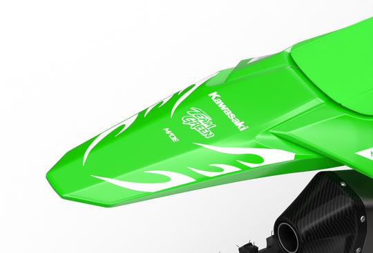 Kawasaki KX 3D Render design Flame graphics from Madestickers.com White#color_white