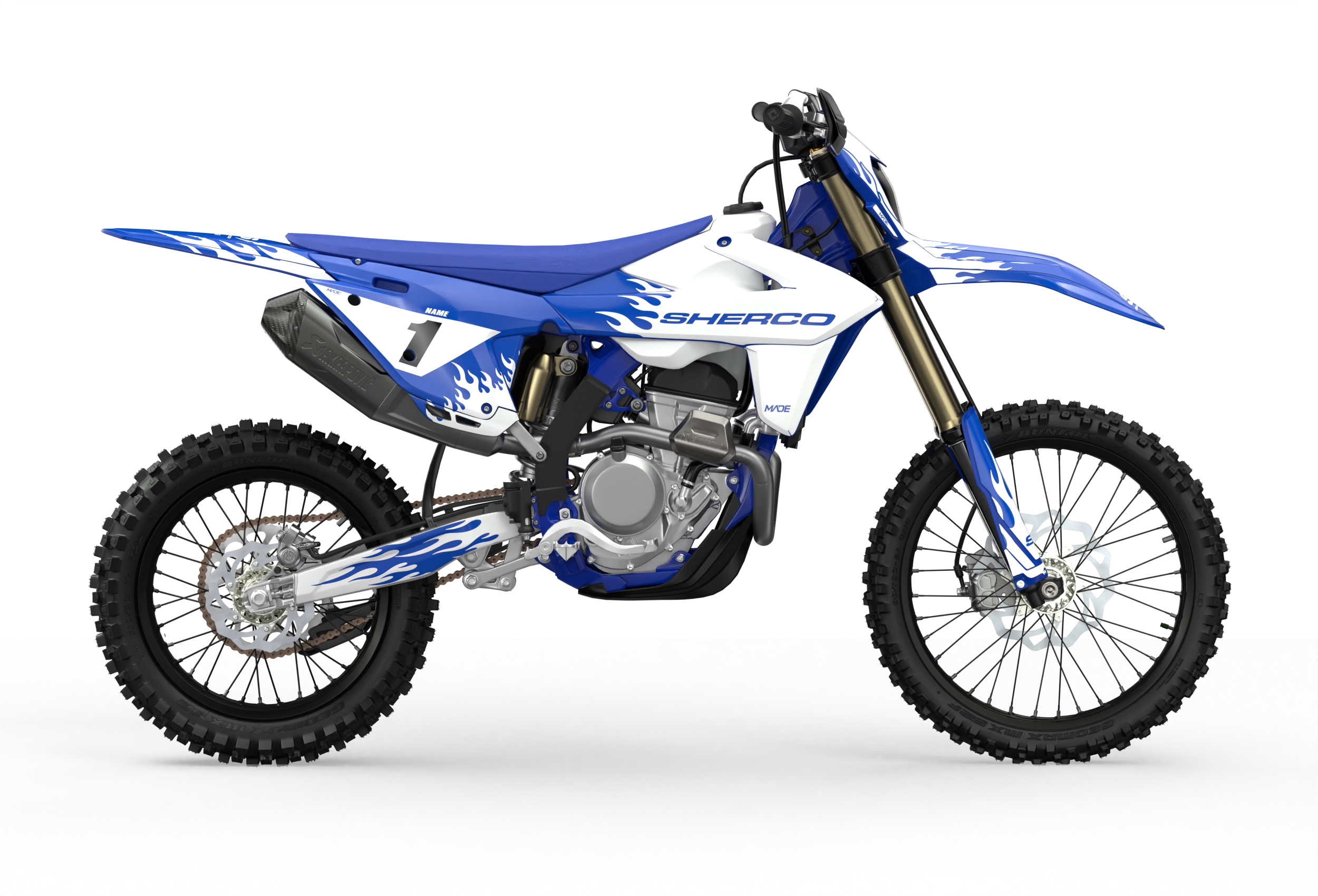 Sherco Enduro premium graphics with flame element from madestickers.com White#color_white