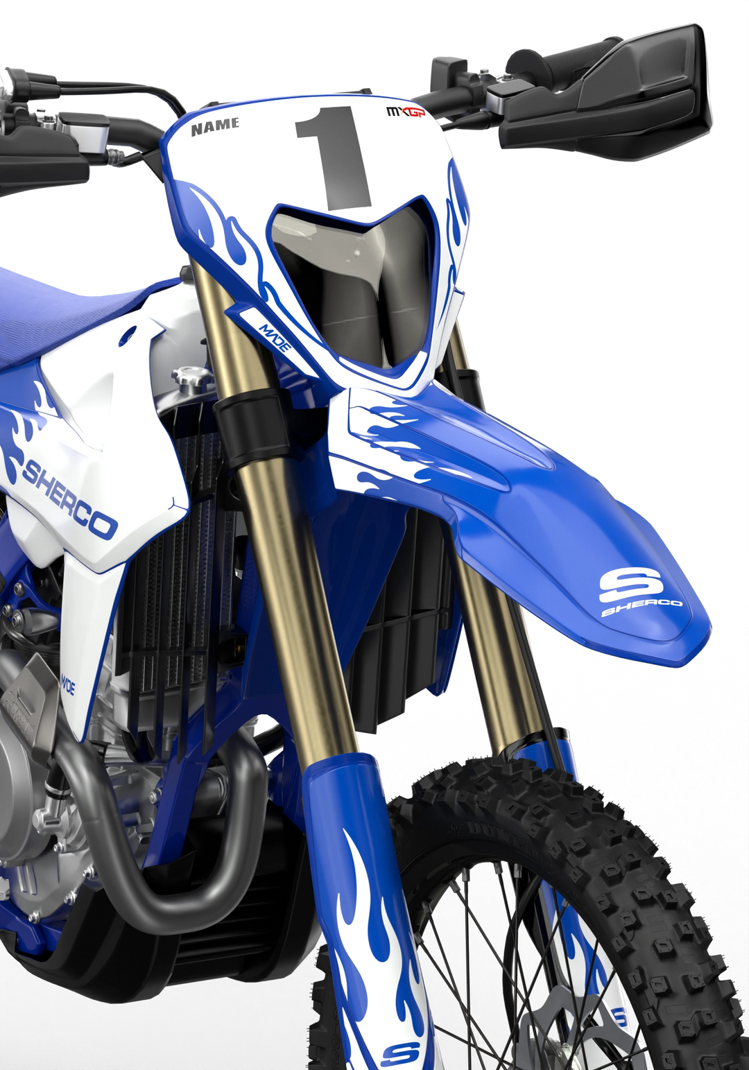 Sherco Enduro premium graphics with flame element from madestickers.com White#color_white