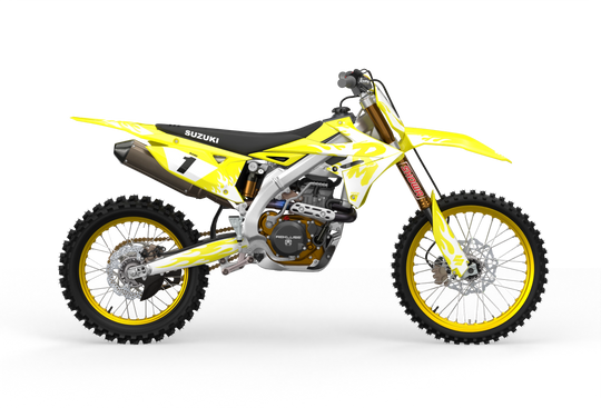Suzuki RM RMZ Premium graphics kit with flame design by madestickers.com White#color_white