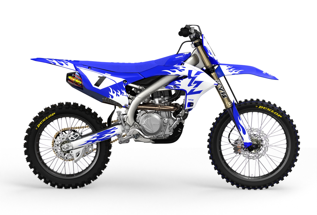 Yamaha YZF 3D Render design Flames graphics from madestickers.com White#color_white