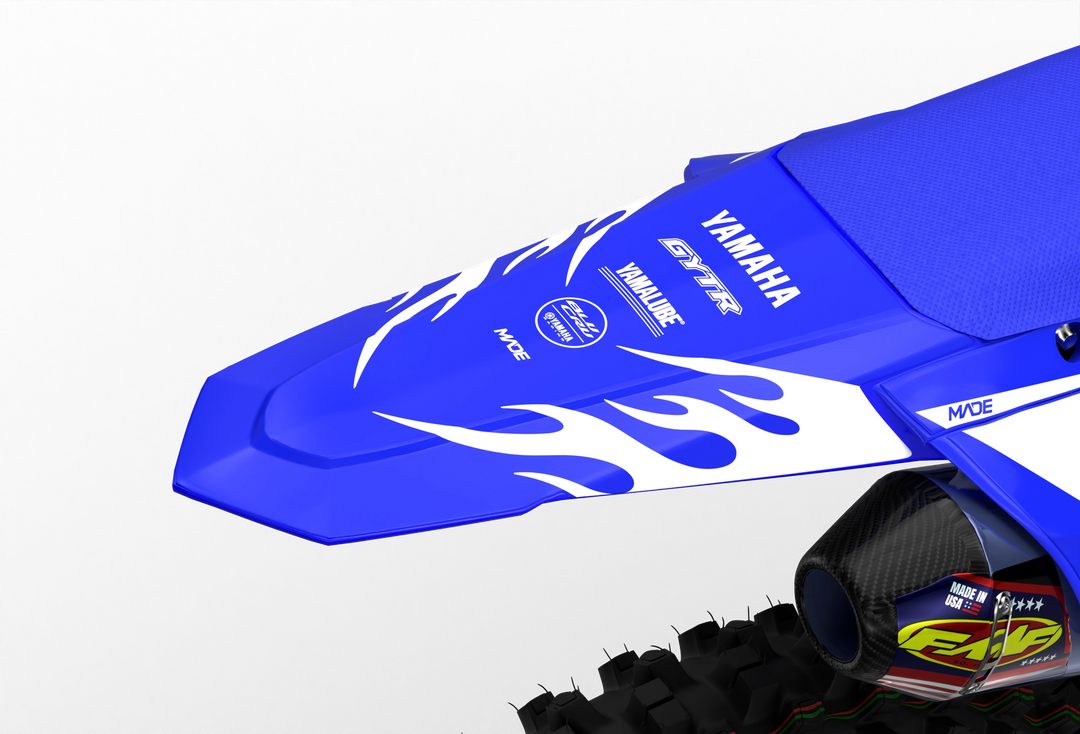 Yamaha YZF 3D Render design Flames graphics from madestickers.com White#color_white