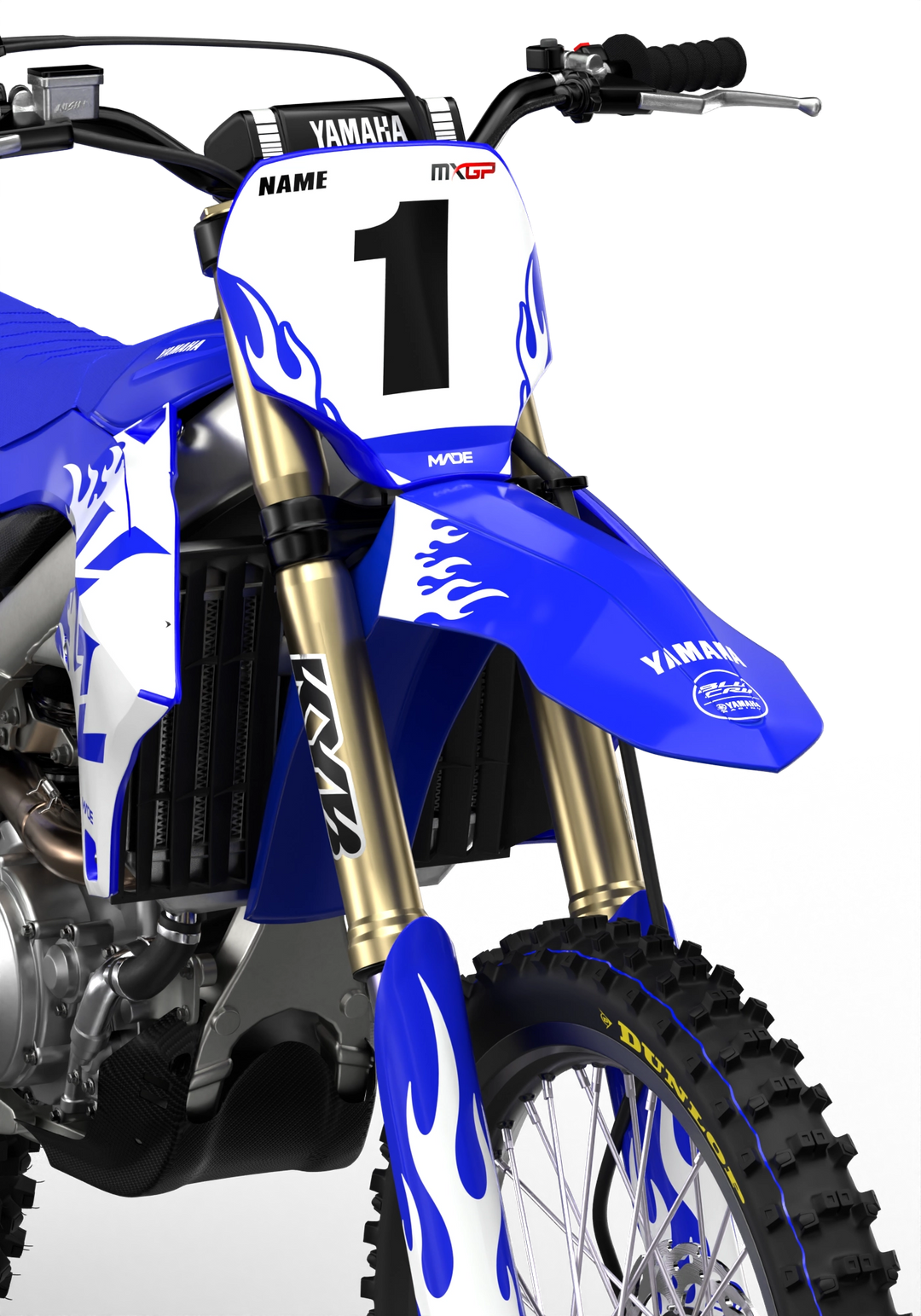 Yamaha YZF 3D Render design Flames graphics from madestickers.com White#color_white