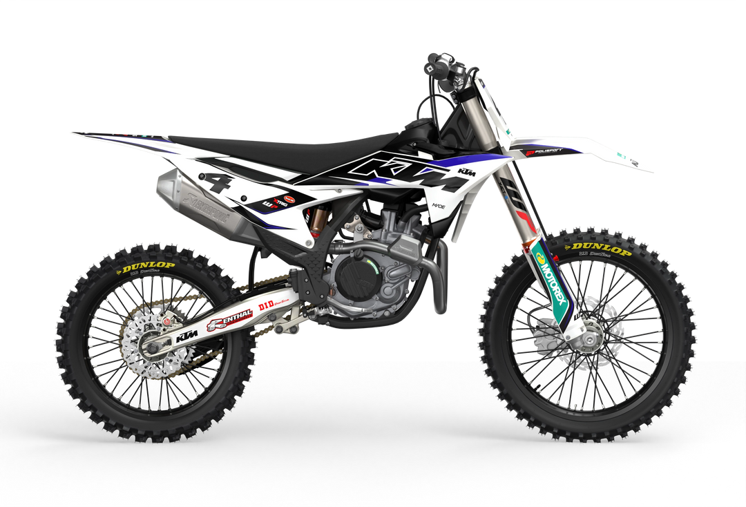 KTM SX SXF Motocross dirt bike premium graphics with big KTM logo and lines on sides from madestickers.com Blue#Color_blue